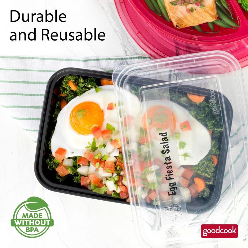 slide 12 of 13, GoodCook Meal Prep 1 Compartment Rectangle Containers + Lids - 4Cups - 20 pcs/10ct - Black, 20 ct, 10 ct