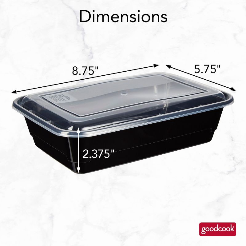 slide 10 of 13, GoodCook Meal Prep 1 Compartment Rectangle Containers + Lids - 4Cups - 20 pcs/10ct - Black, 20 ct, 10 ct