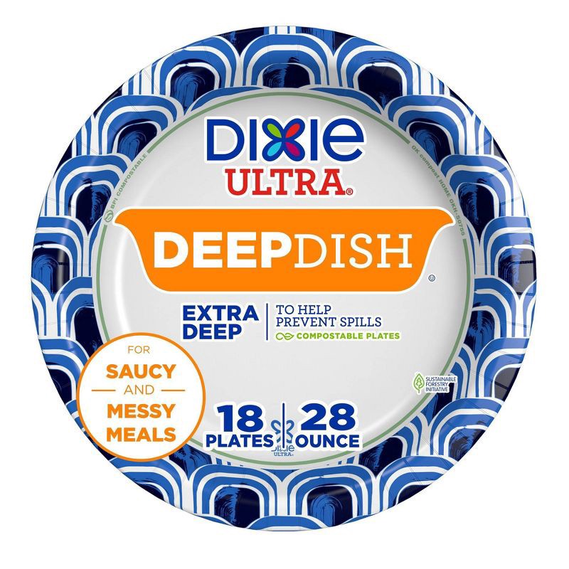 slide 1 of 7, Dixie Ultra 9" Deep Dish Paper Plates - 28oz/18ct, 28 oz, 18 ct