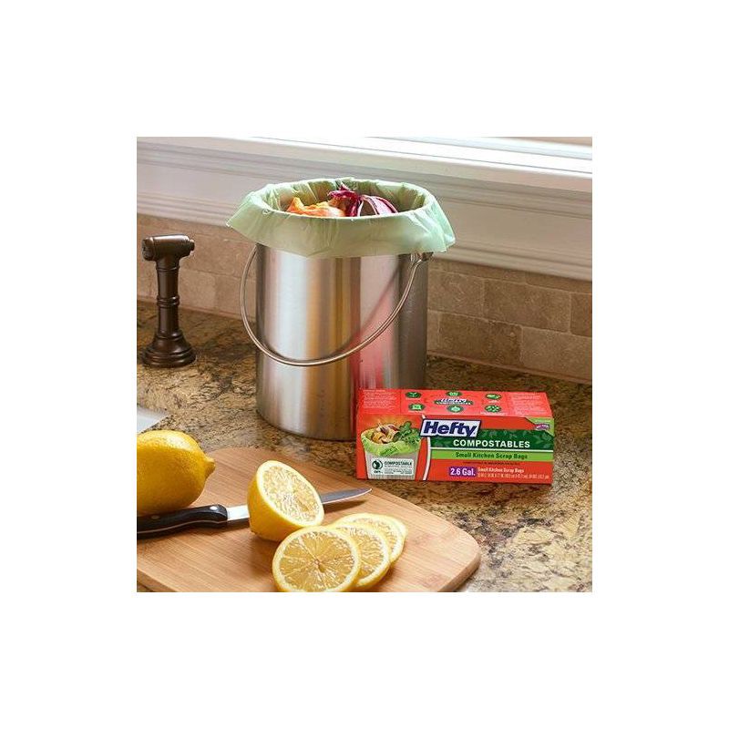slide 2 of 4, Hefty Compostables Small Kitchen Scrap Trash Bag - 2.6gal/20ct, 2.6 gal, 20 ct