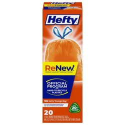 Hefty Renew Orange Drawstring Trash Bags - 13gal/20ct