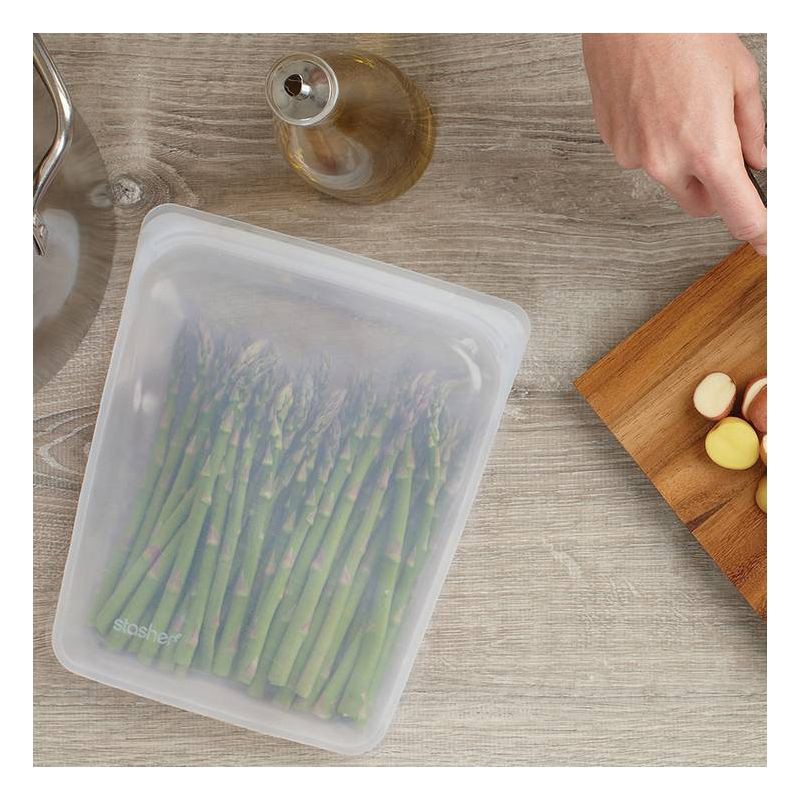 slide 3 of 8, stasher Premium Silicone Reusable Food Storage Half Gallon Bag - Mystery Color(Clear or Aqua), 1 ct