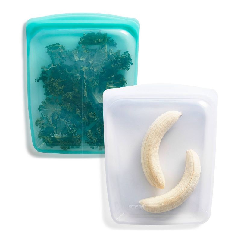 slide 8 of 8, stasher Premium Silicone Reusable Food Storage Half Gallon Bag - Mystery Color(Clear or Aqua), 1 ct