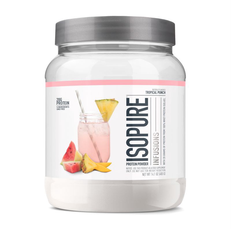 slide 1 of 10, Isopure Infusions Plant Based Protein Powder - Tropical Punch - 14oz, 14 oz