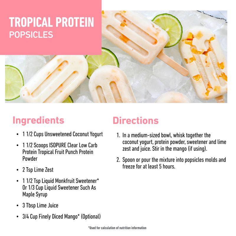slide 6 of 9, Isopure Clear 20g Whey Isolate Protein Powder - Tropical Punch - 16 Servings - 14oz, 20 gram, 16 servings, 14 oz