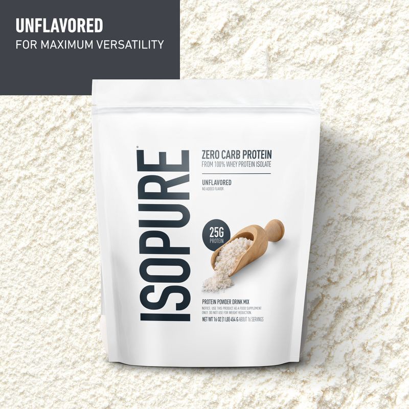 slide 3 of 10, Isopure Low Carb Protein Powder - Unflavored - 15g Whey Isolate Protein - 16 Servings - 16oz, 15 gram, 16 servings, 16 oz