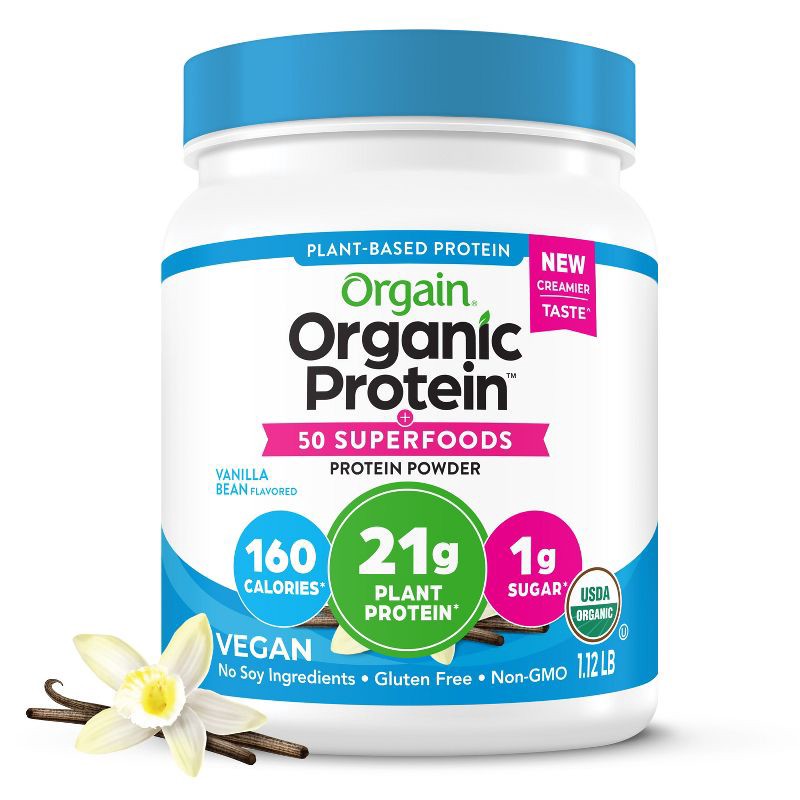 slide 1 of 9, Orgain Organic Vegan Protein & Superfoods Organic Plant Based Powder - Vanilla - 18oz, 18 oz