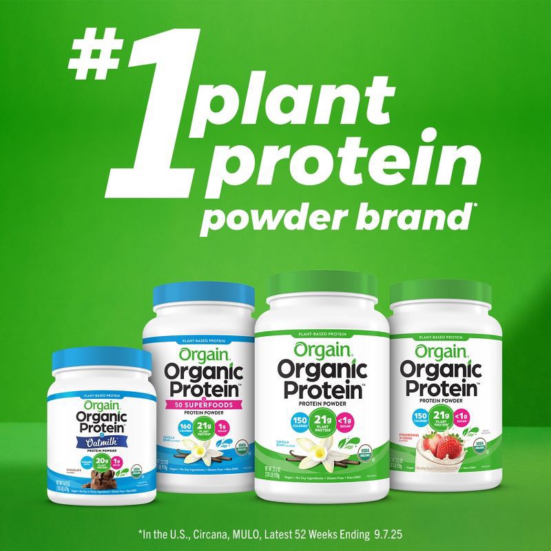 slide 8 of 9, Orgain Organic Vegan Protein & Superfoods Organic Plant Based Powder - Vanilla - 18oz, 18 oz