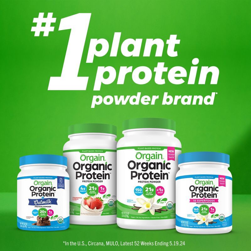 slide 9 of 9, Orgain Organic Vegan Protein & Superfoods Organic Plant Based Powder - Vanilla - 18oz, 18 oz