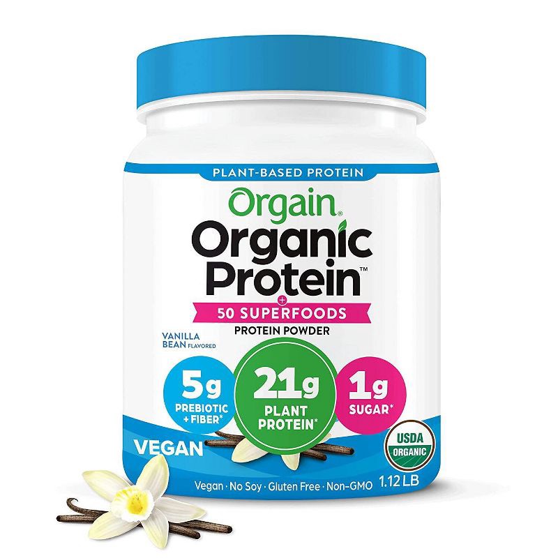 slide 1 of 8, Orgain Organic Vegan Protein & Superfoods Organic Plant Based Powder - Vanilla - 18oz, 18 oz