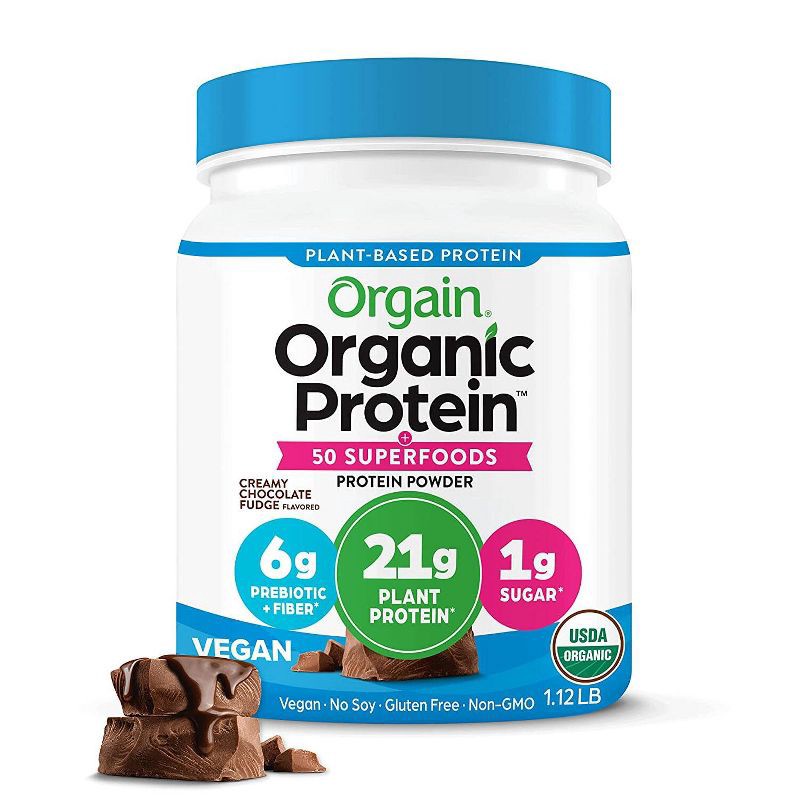 slide 1 of 4, Orgain Organic Vegan Protein & Superfoods Organic Plant Based Powder - Chocolate - 16oz, 16 oz