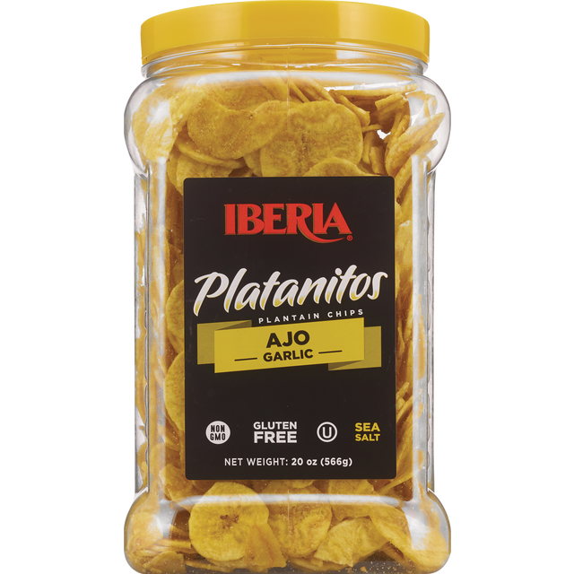 slide 1 of 1, Ib Plantains Chips-Garlic Jar 20Z, 20 oz