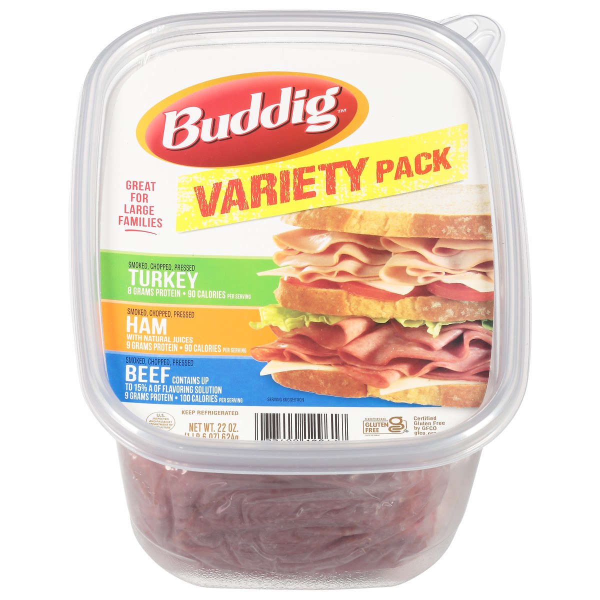 slide 1 of 12, Buddig Turkey/Ham/Beef Lunch Meat 22 oz, 22 oz