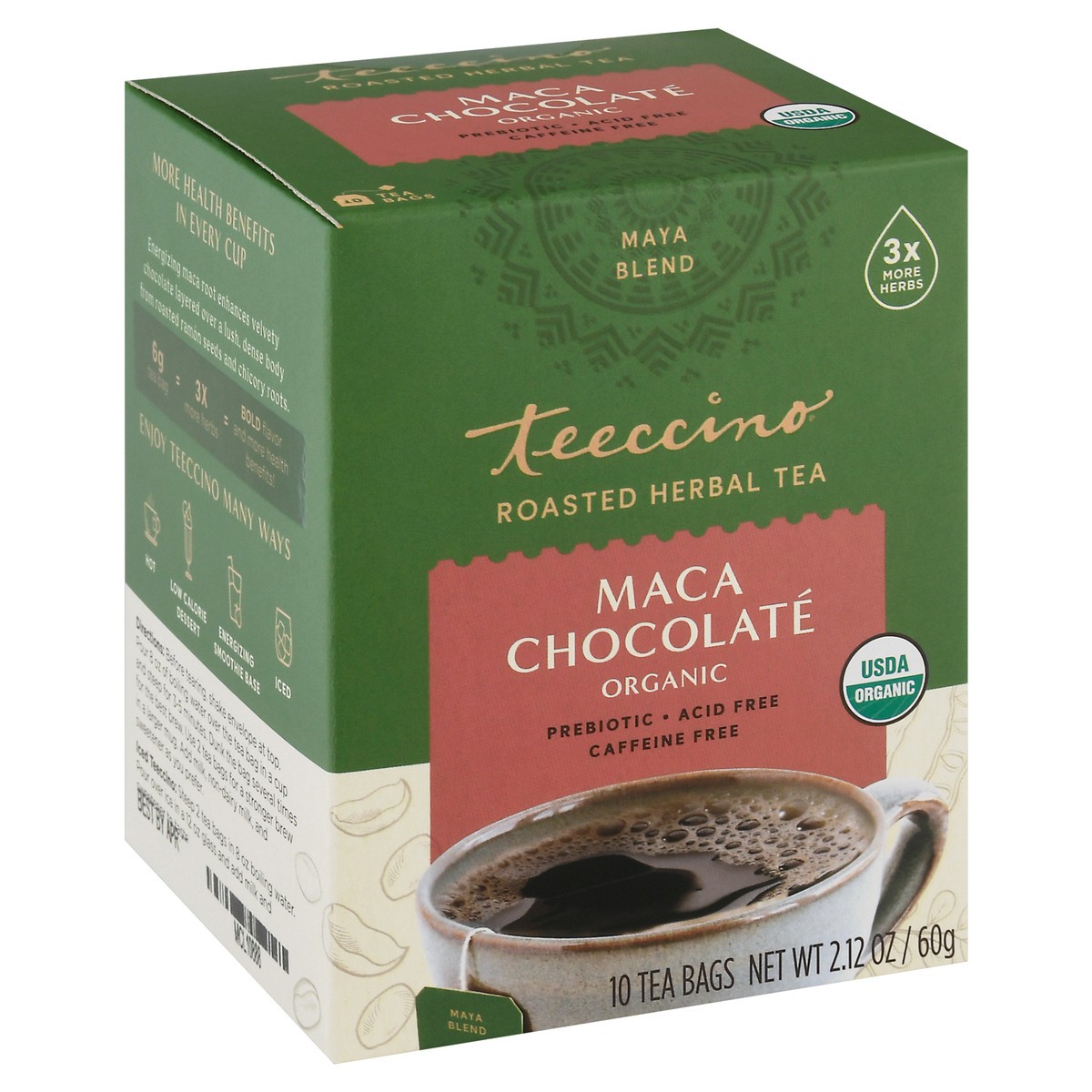slide 2 of 9, Teeccino Organic Maca Chocolate Herbal Tea Bags 10 ea, 10 ct