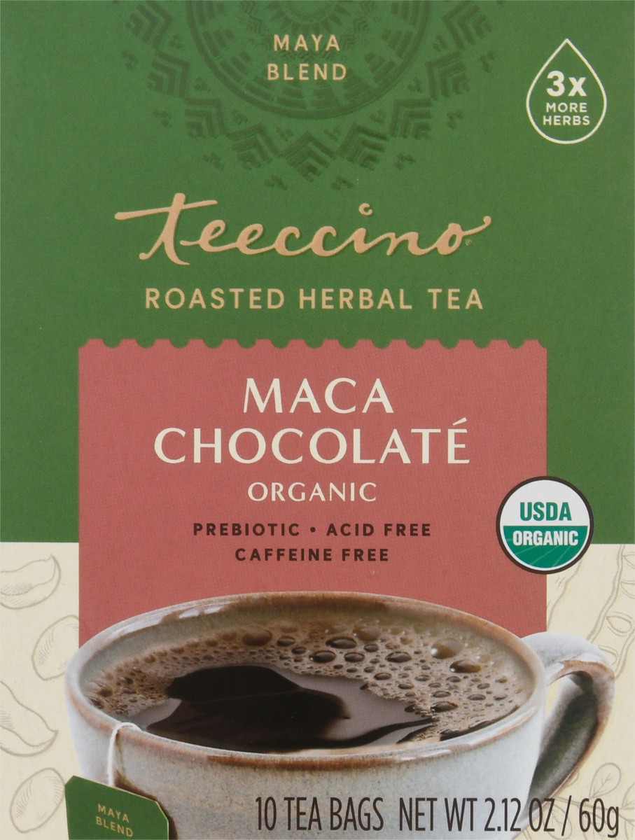 slide 6 of 9, Teeccino Organic Maca Chocolate Herbal Tea Bags 10 ea, 10 ct