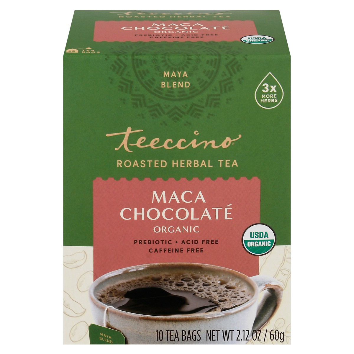 slide 1 of 9, Teeccino Organic Maca Chocolate Herbal Tea Bags 10 ea, 10 ct