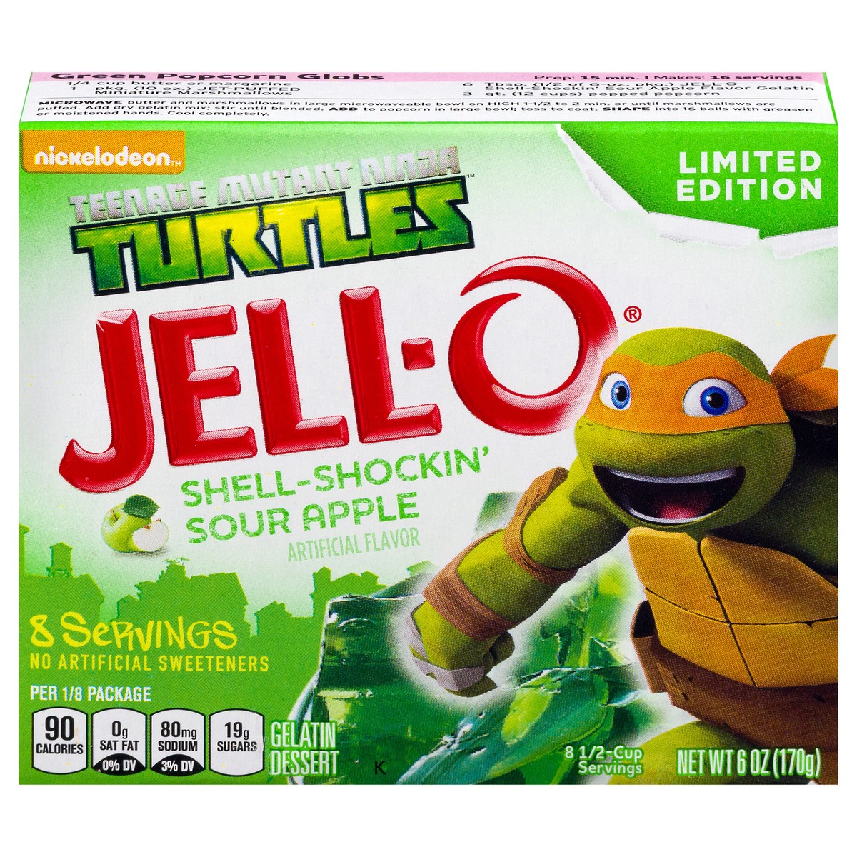 slide 9 of 13, Jell-O Shell-Shockin' Sour Apple Gelatin 6 oz Box, 6 oz