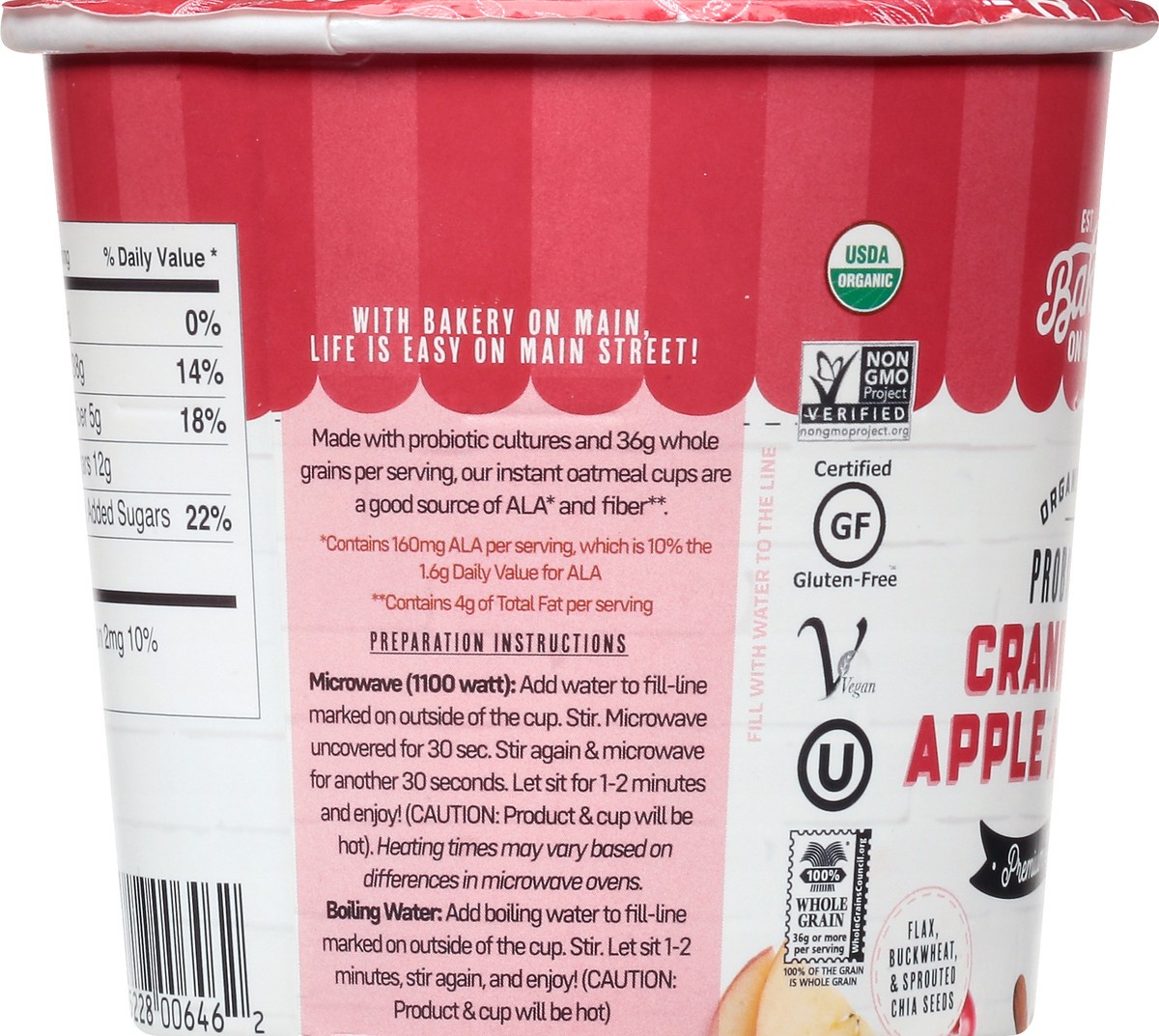 slide 5 of 13, Bakery on Main Organic Premium Probiotic Cranberry Apple Almond Oatmeal 1.9 oz, 1.9 oz