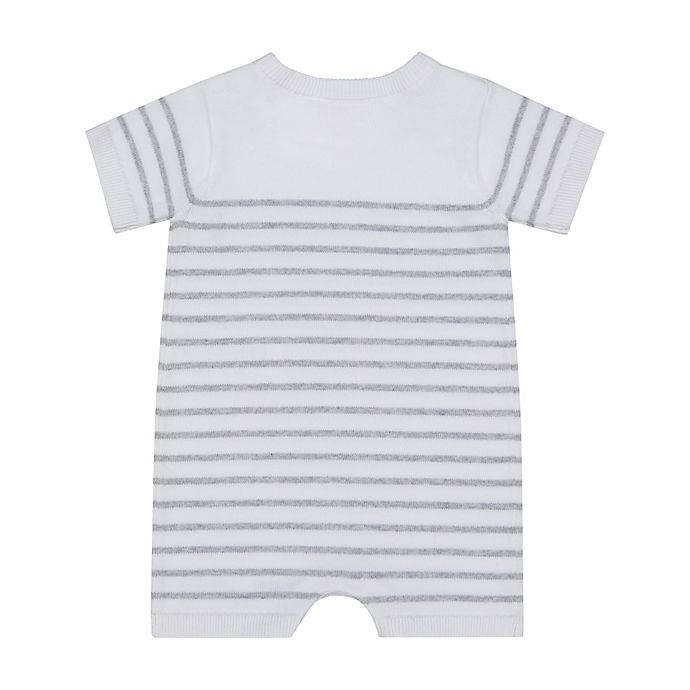 slide 2 of 2, Clasix Beginnings by Miniclasix Newborn Stripe Short Sleeve Knit Romper - Grey, 1 ct