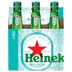 Heineken Premium Malt Lager Silver Beer 6 - 12 fl oz Bottles
