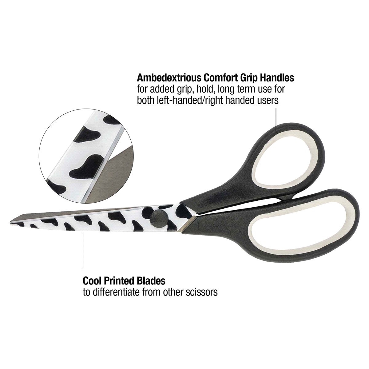 slide 2 of 4, SINGER 7 ¾” Multipurpose Scissors, Non Stick Blades, Soft Grip Animal Printed Blades, 1 ct
