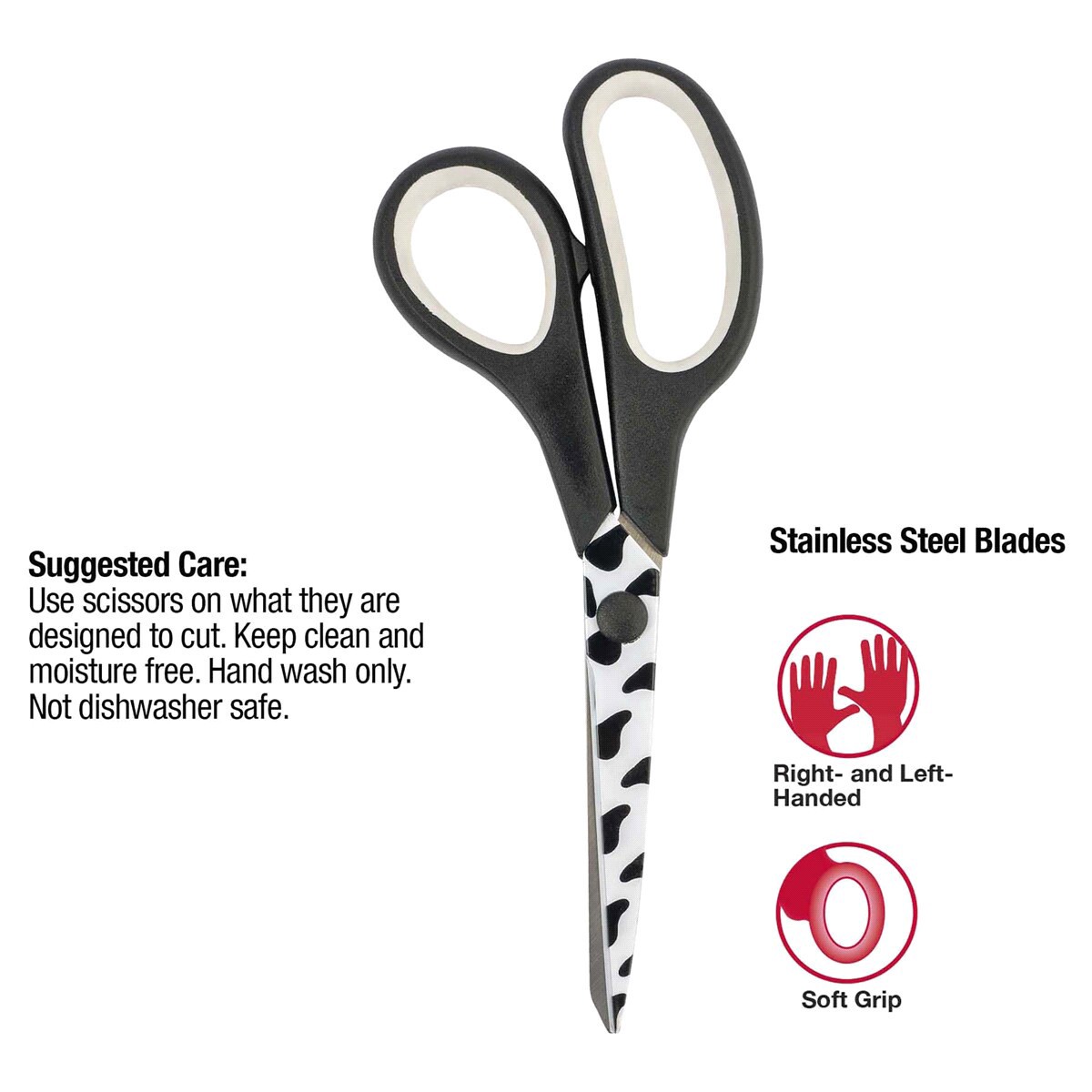 slide 3 of 4, SINGER 7 ¾” Multipurpose Scissors, Non Stick Blades, Soft Grip Animal Printed Blades, 1 ct