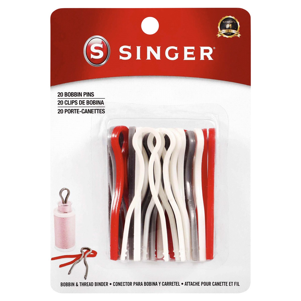 slide 1 of 5, SINGER Bobbin Pins & Thread Binder, 20 Count, 20 ct