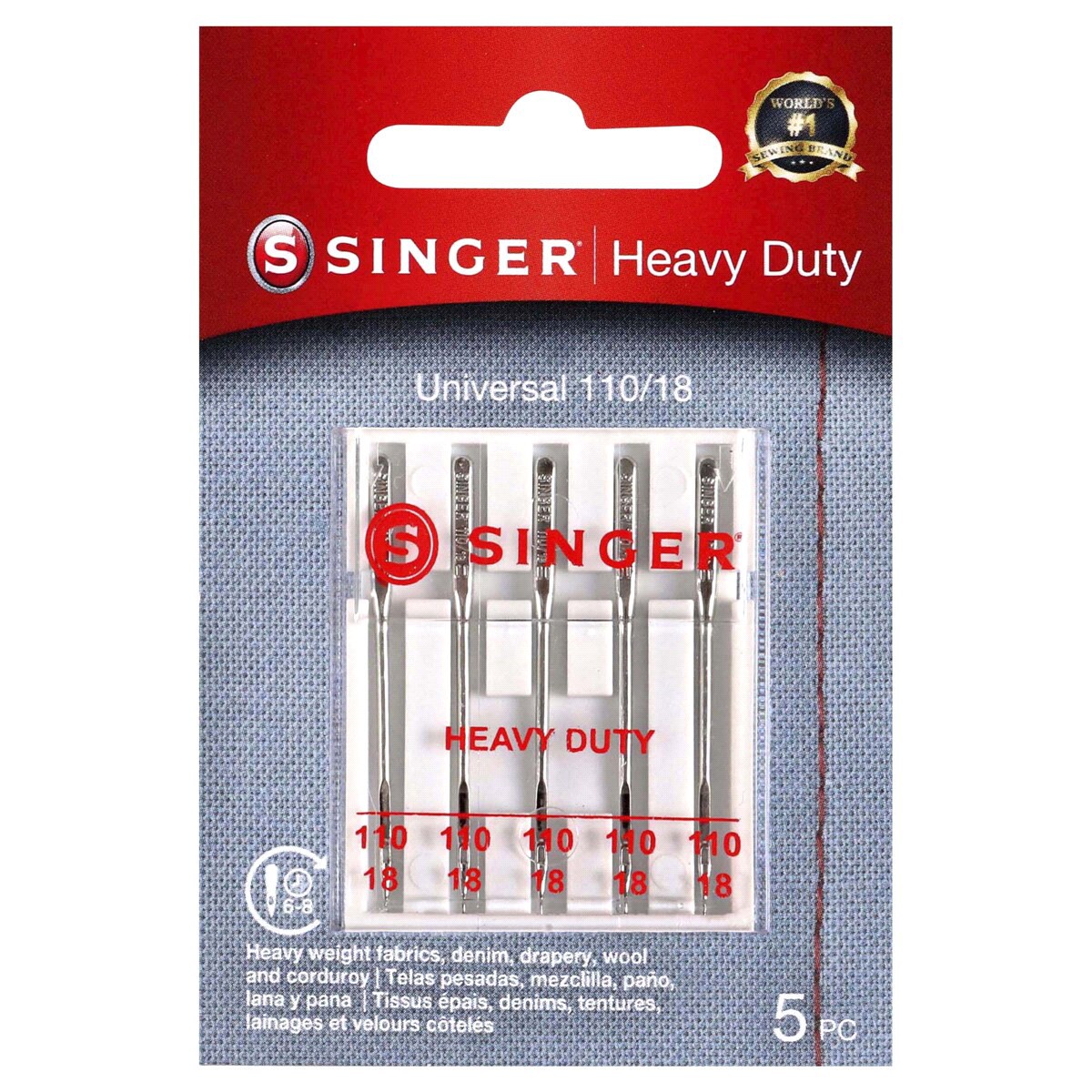 slide 1 of 5, SINGER Heavy Duty Sewing Machine Needles, Size 110/, 1 ct