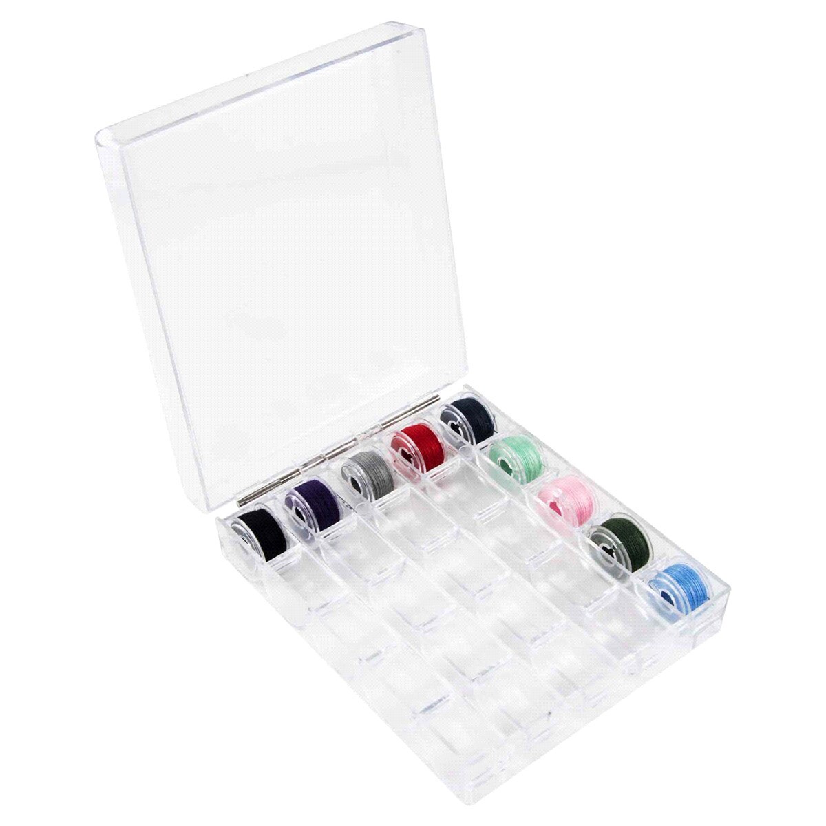slide 2 of 4, SINGER Bobbin Storage Box with Hinged Lid - Holds 25 Bobbins, 25 ct