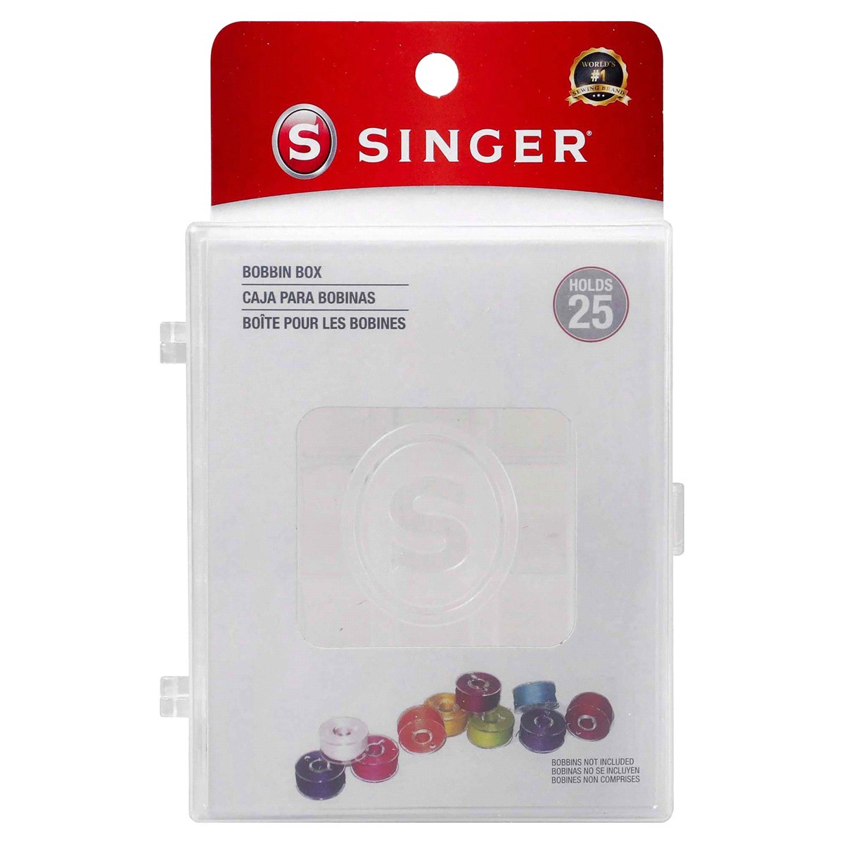 slide 1 of 4, SINGER Bobbin Storage Box with Hinged Lid - Holds 25 Bobbins, 25 ct