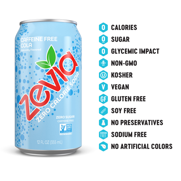 slide 12 of 13, Zevia Zero Sugar Caffeine Free Cola Soda 6 - 12 fl oz Cans, 6 ct