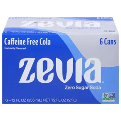 Zevia Zero Sugar Caffeine Free Cola Soda- 6 ct