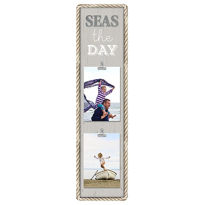 slide 1 of 1, Malden Maiden Seas the Day Rope-Lined 2-Photo Clip Frame - Grey, 1 ct