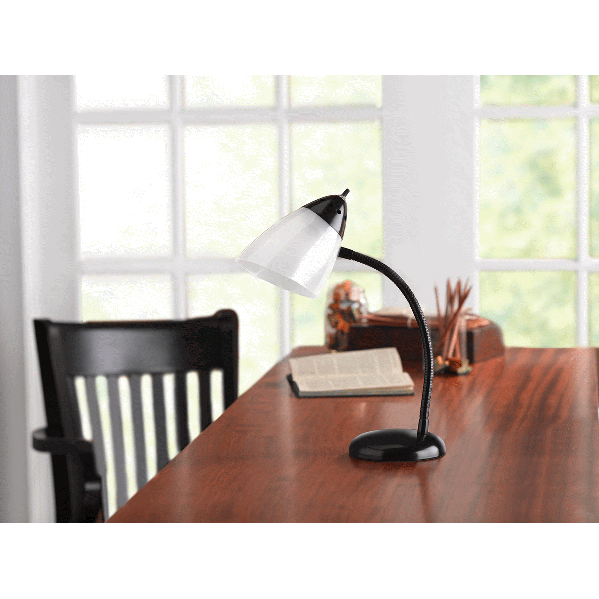 slide 1 of 1, Home Desk Task Lamp with Plastic Shade, Black, 1 ct