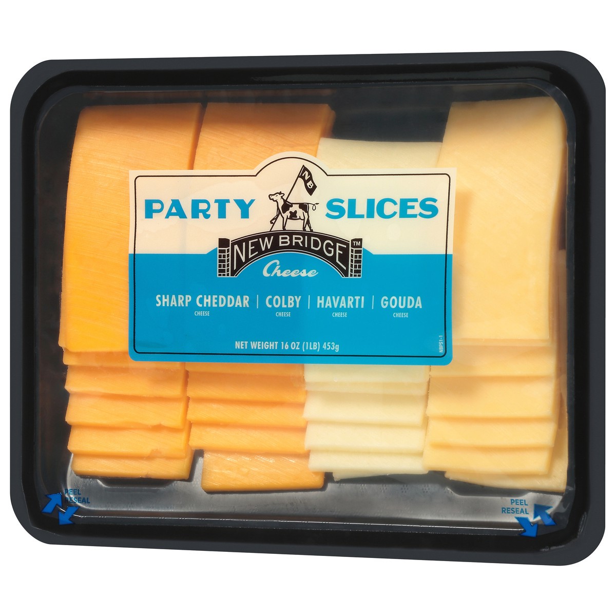 slide 9 of 9, New Bridge Cheese New Party Slices, 16 oz