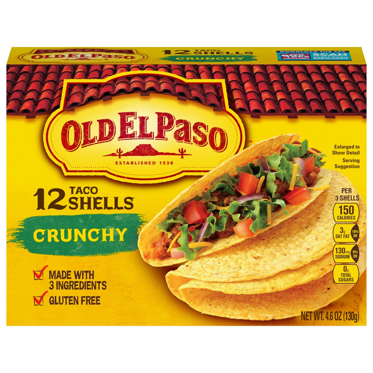 slide 1 of 10, Old El Paso Crunchy Taco Shells, Gluten-Free, 12 ct., 4.6 oz., 12 ct