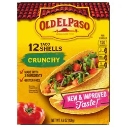 Old El Paso Crunchy Taco Shells, Gluten Free, Meal Prep, 12 Ct, 4.6 oz