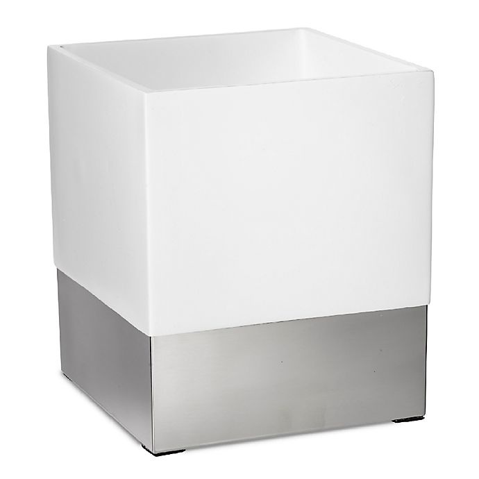 slide 1 of 2, Roselli Trading Suites Wastebasket - White/Stainless Steel, 1 ct