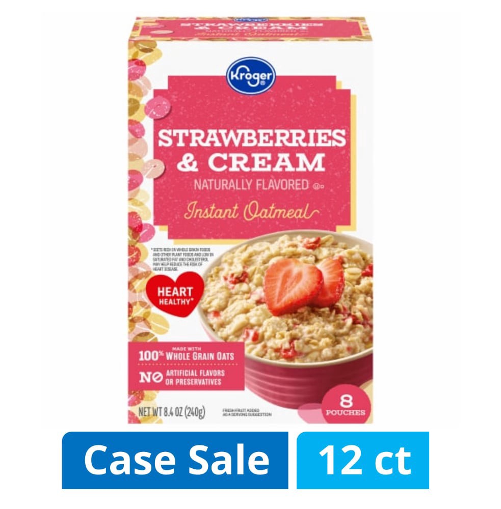 slide 1 of 1, Kroger® Strawberries & Cream Instant Oatmeal Case Sale, 8.4 oz / 12 ct