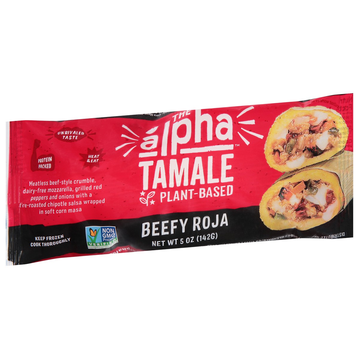 slide 2 of 9, Alpha Foods The Alpha Plant-Based Beefy Roja Tamale 5 oz, 5 oz