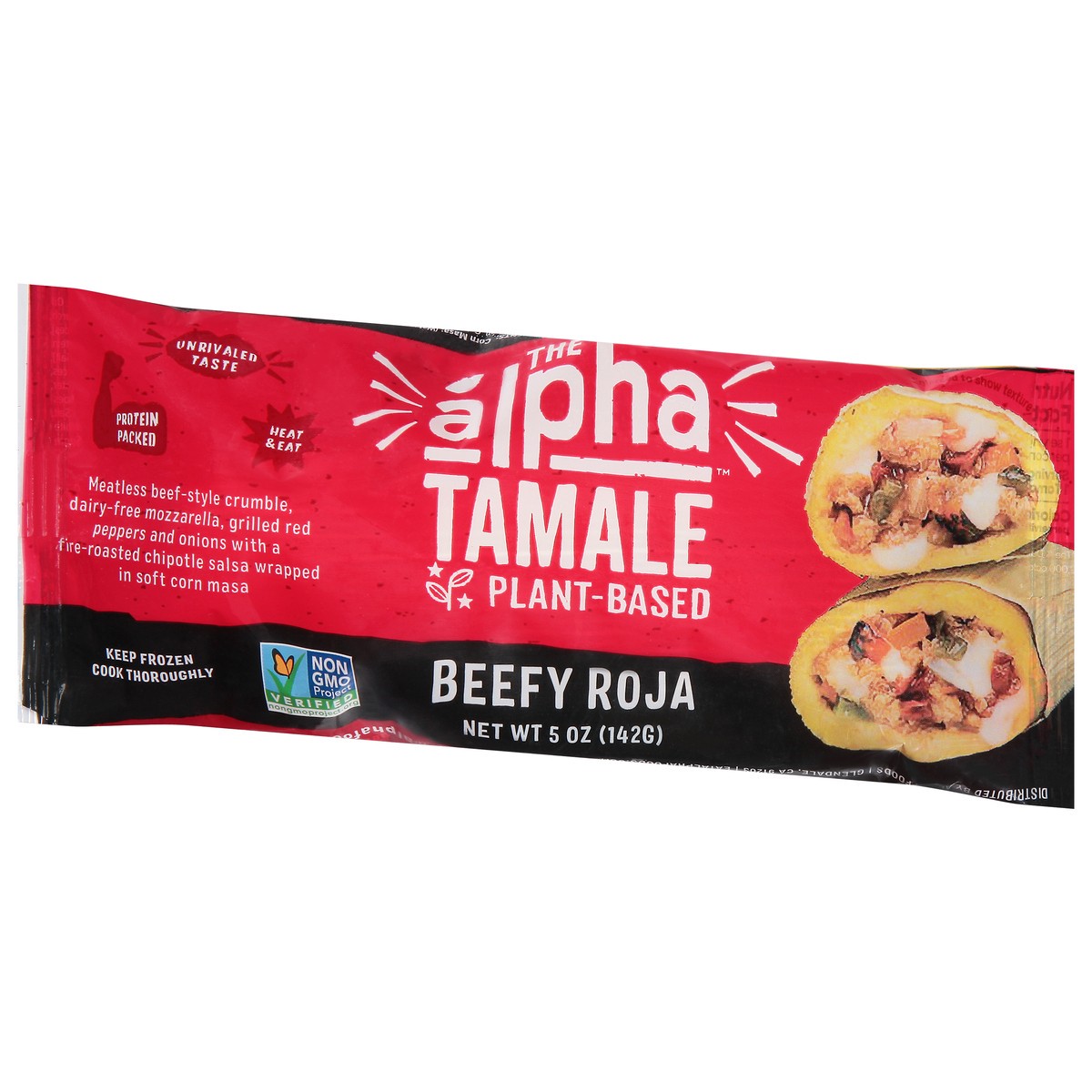 slide 3 of 9, Alpha Foods The Alpha Plant-Based Beefy Roja Tamale 5 oz, 5 oz