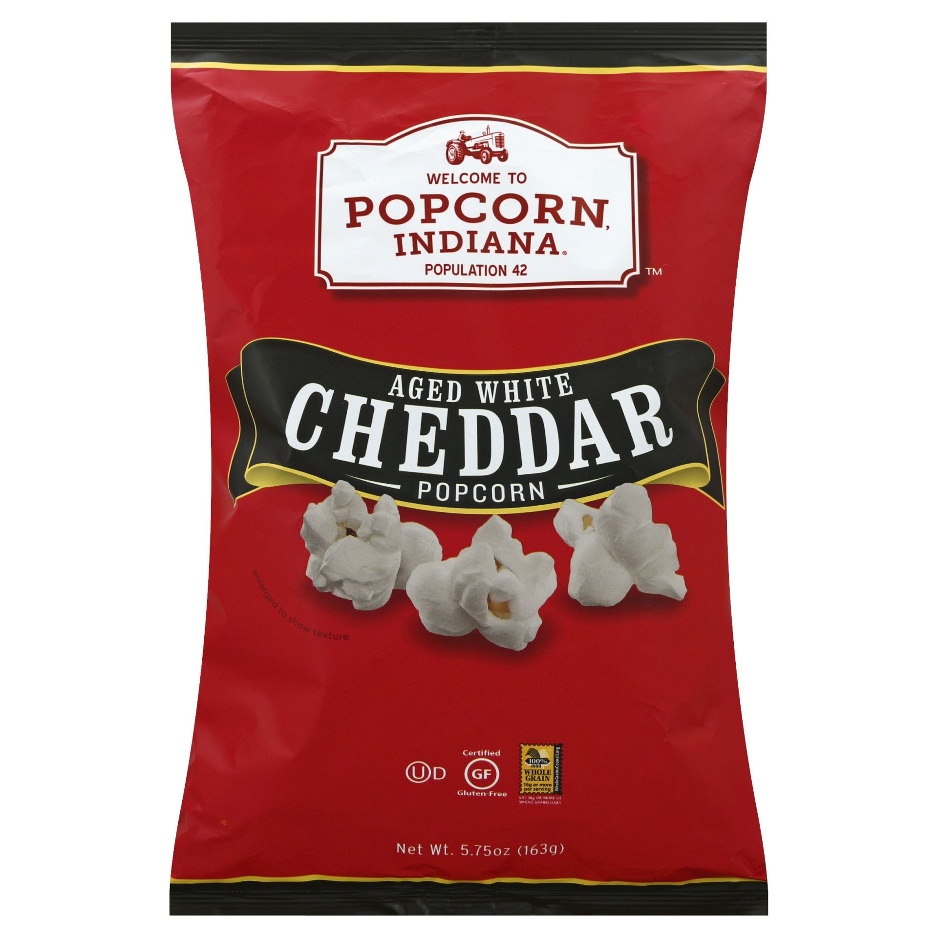 slide 1 of 2, Popcorn, Indiana Aged White Cheddar Popcorn, 5.75 oz