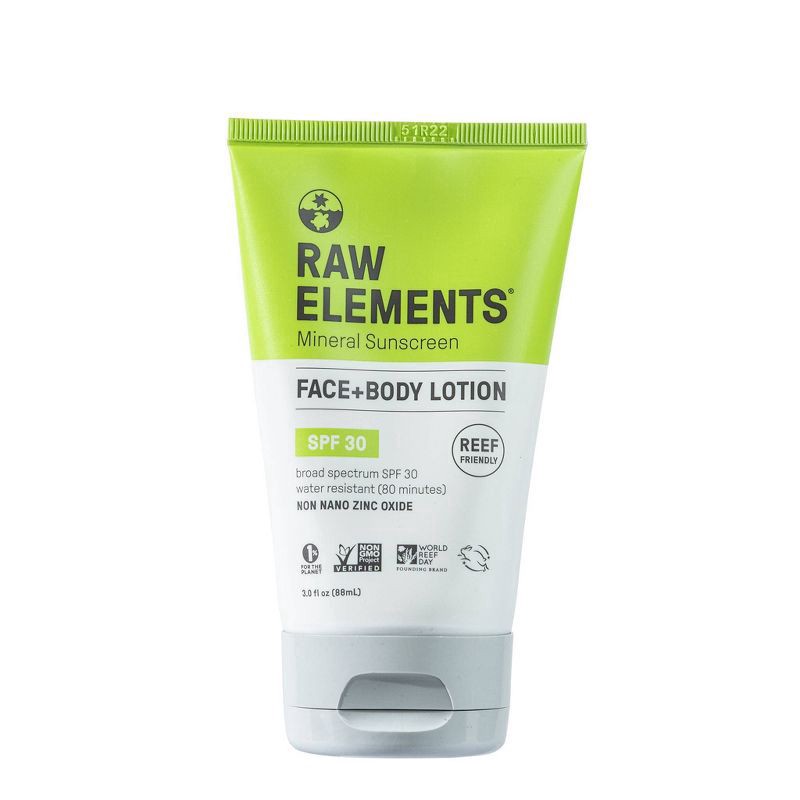 slide 1 of 1, Raw Elements Face and Body Mineral Sunscreen Tube - SPF 30 - 3 fl oz, 30 ct; 3 fl oz
