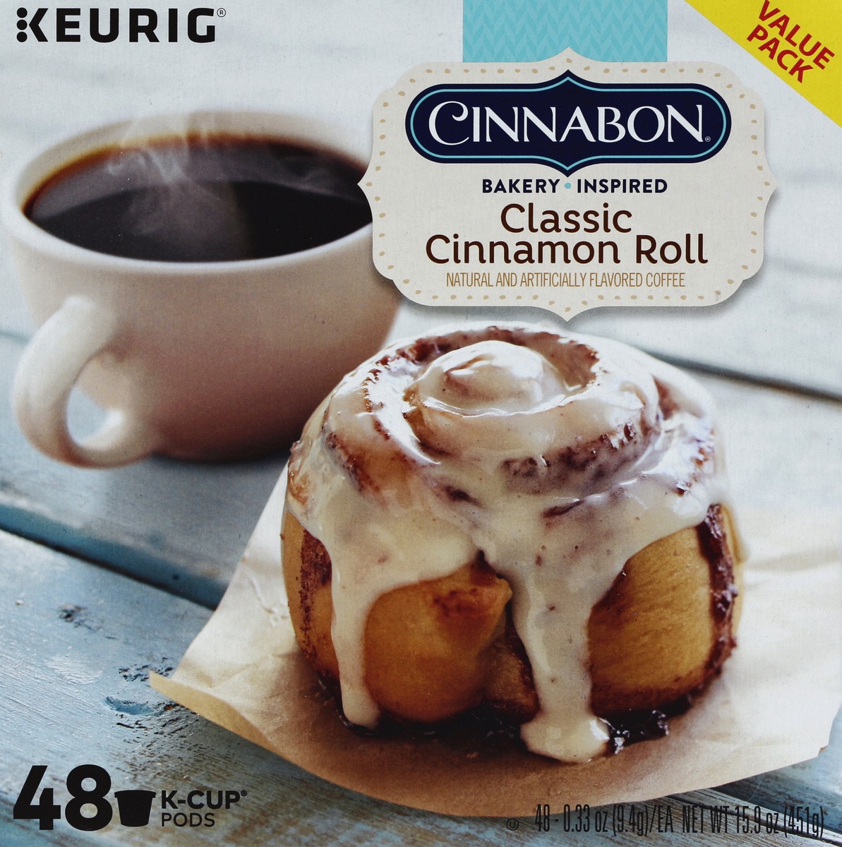 slide 1 of 5, Cinnabon Classic Cinnamon Roll Keurig Single-Serve K-Cup Pods, Light Roast Coffee, 48 Count, 48 ct