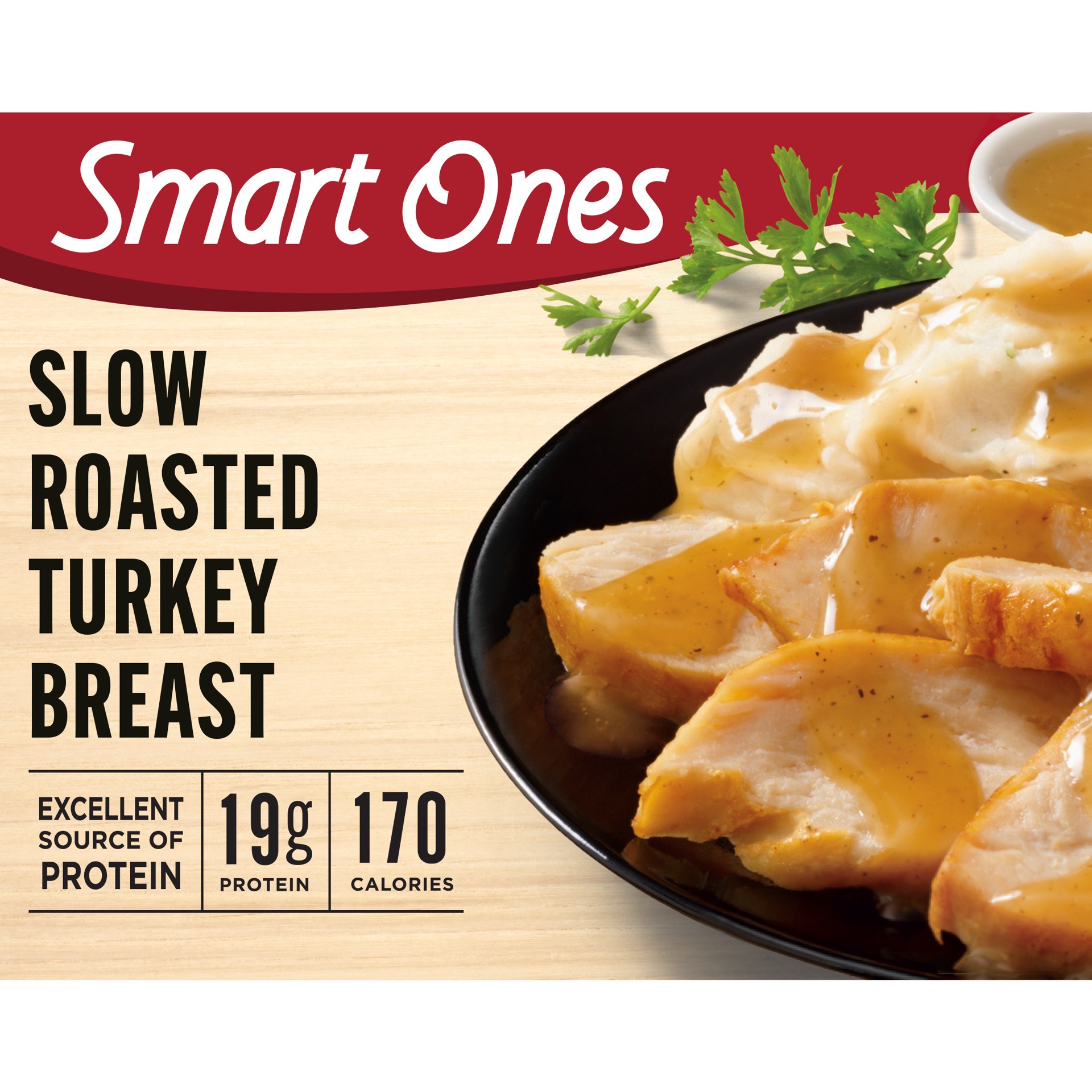 slide 1 of 9, Smart Ones Slow Roasted Turkey Breast with Gravy & Garlic-Herb Mashed Potatoes Frozen Meal, 9 oz box, 9 oz