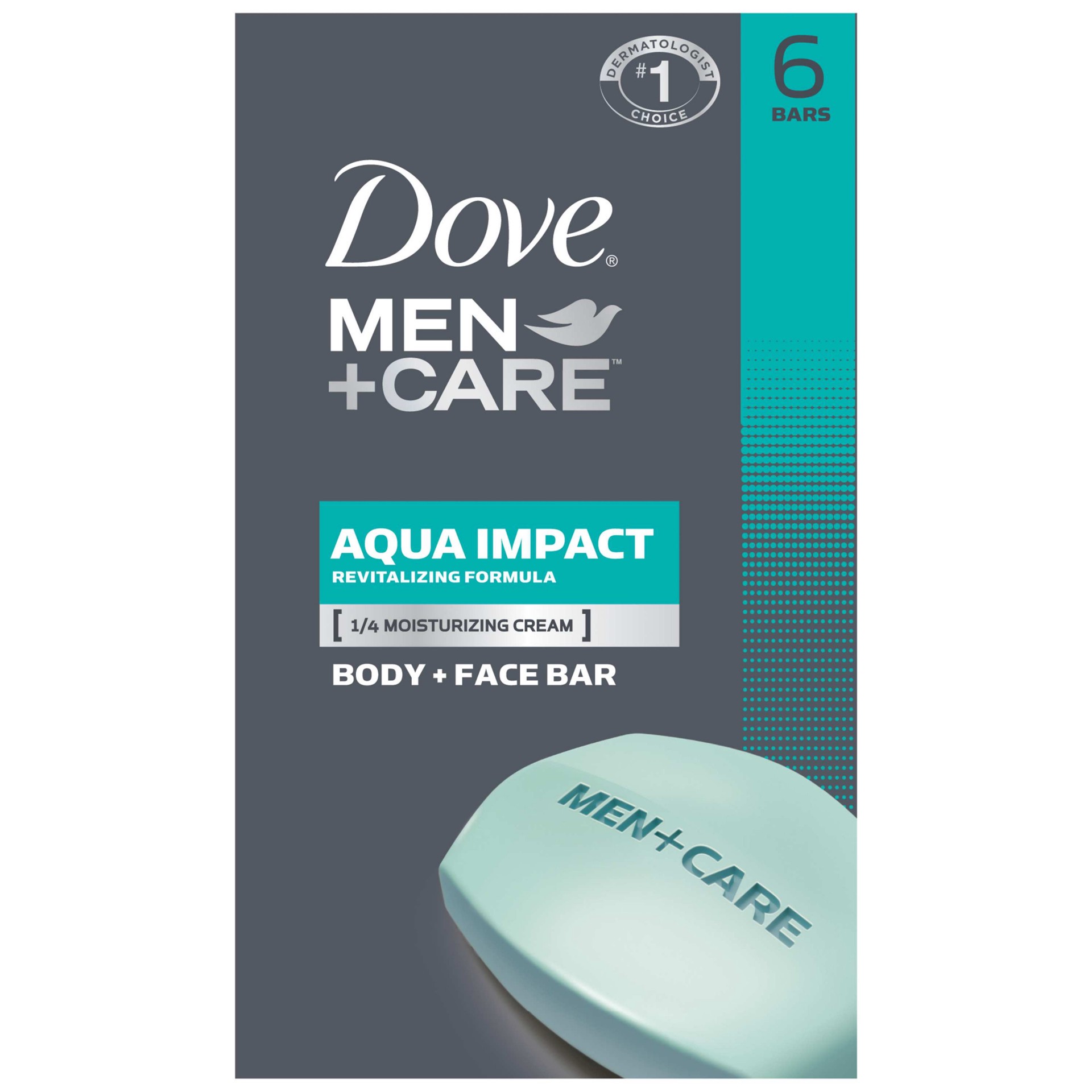 slide 1 of 2, Dove Men+Care Body and Face Bar Aqua Impact, 4 oz, 6 Bars, 4 oz