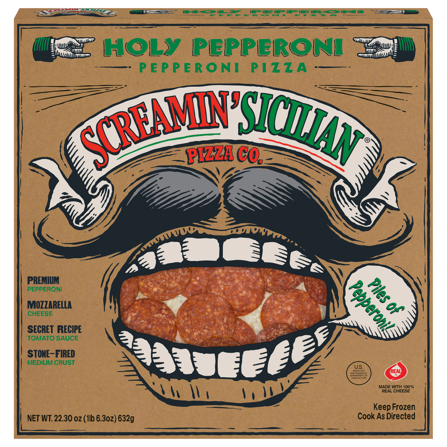 slide 1 of 6, Screamin' Sicilian Holy Pepperoni Pizza 22.30 oz, 22.3 oz