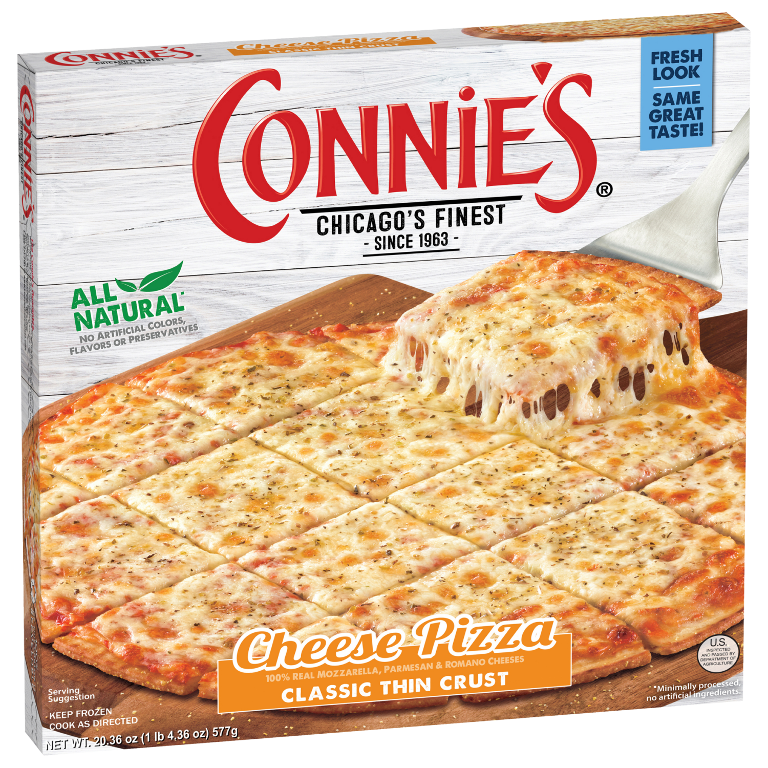 slide 3 of 3, Connie's Classic Thin Crust Cheese Pizza 20.36 oz, 20.36 oz