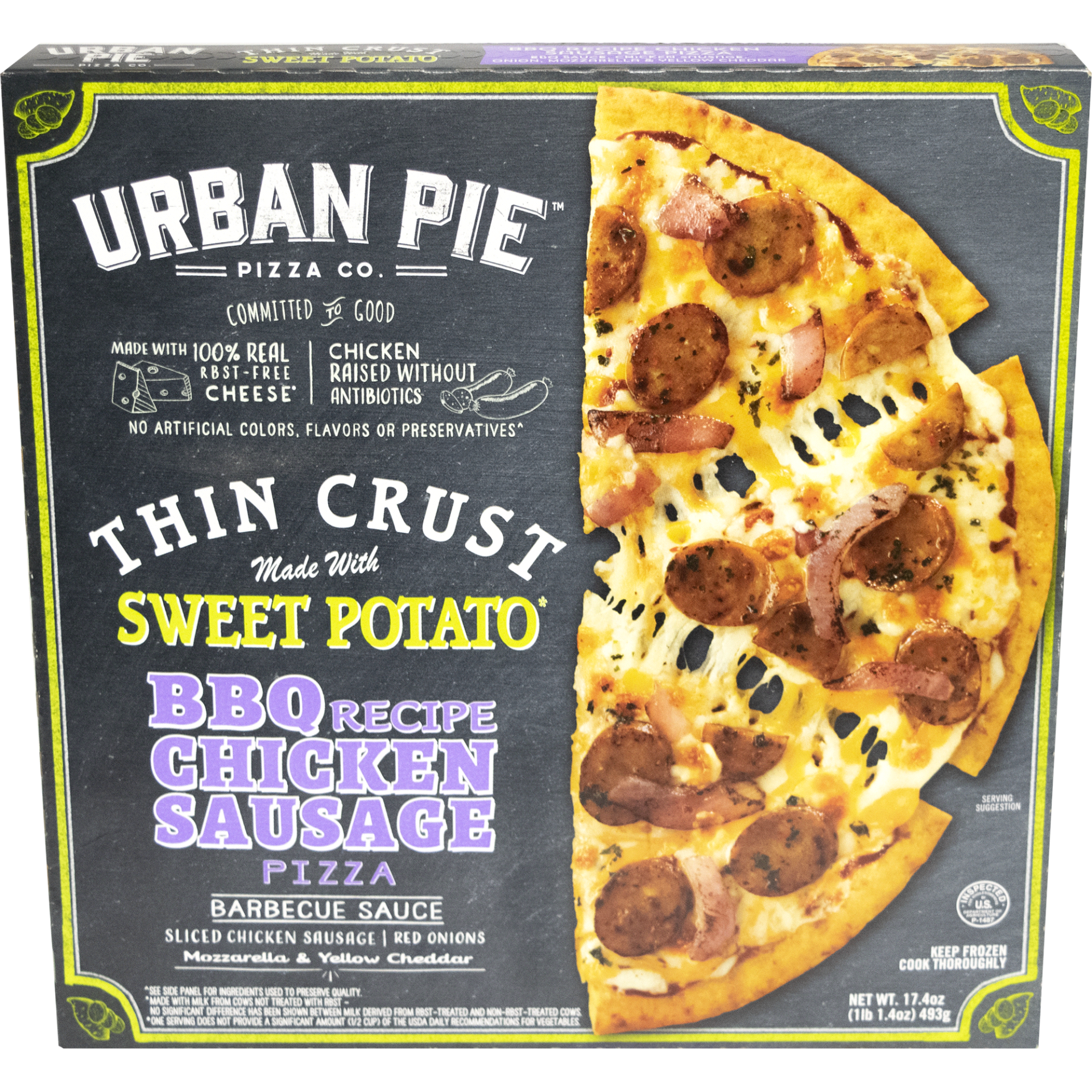 slide 1 of 1, Urban Pie Pizza Co. Thin Crust BBQ Chicken Sausage Recipe Pizza 17.4 oz, 17.4 oz