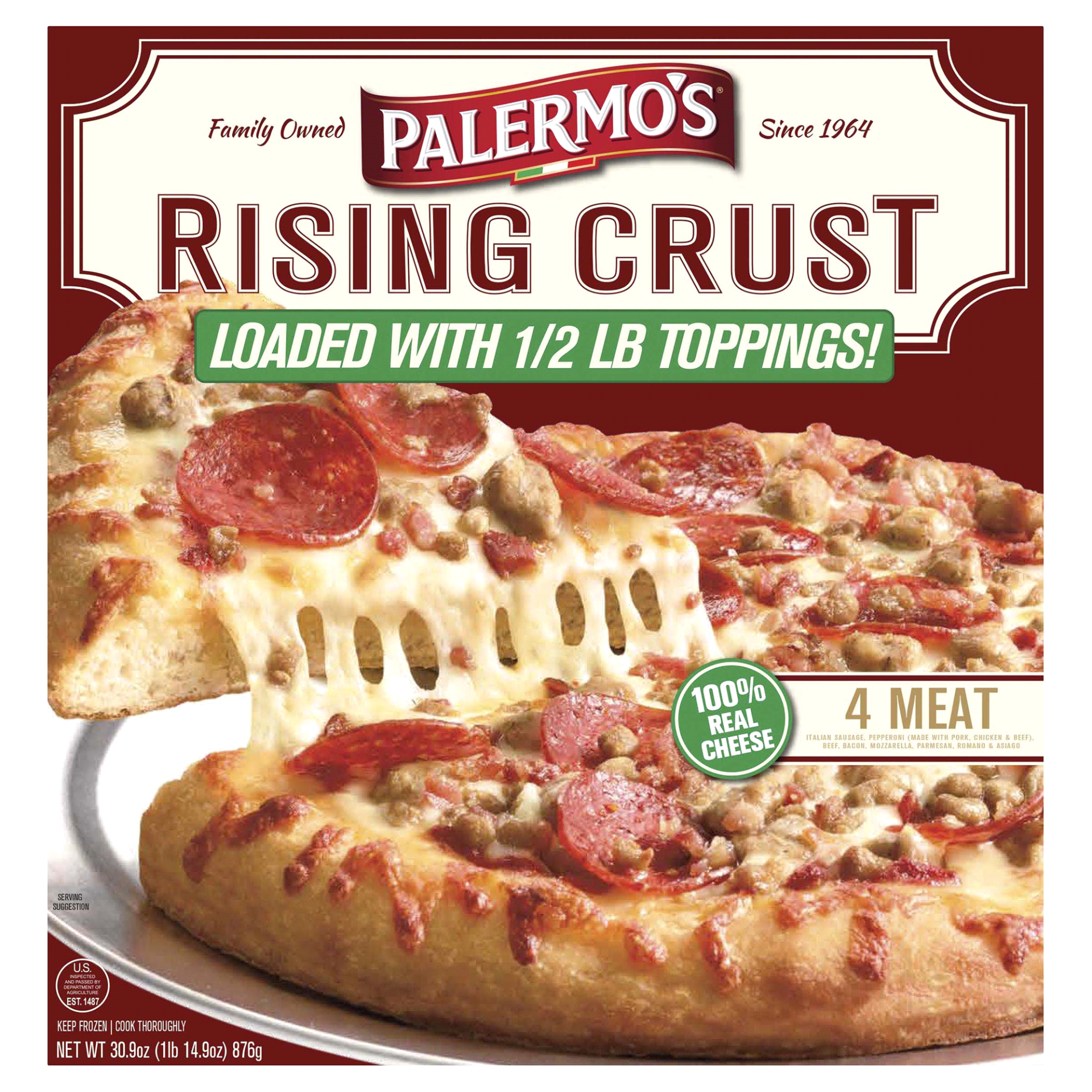 slide 1 of 1, Palermo's Rising Crust 4 Meat Pizza 30.9 oz, 30.9 oz